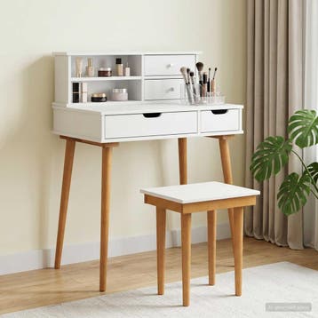 vidaXL Toilettafel Set FAUSKE 3 st Wit 76 x 50 x 103,5 cm, Verzenden, Nieuw