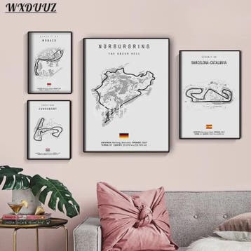 Vintage F1 Circuit Poster: Zwart-Wit Formule 1 Kunst voor de, Verzenden, Nieuw