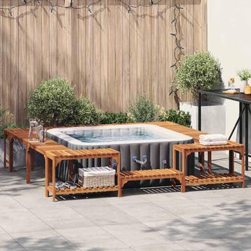 vidaXL Hot Tub Omgeving Massief Acaciahout Bruin, Tuin en Terras, Verzenden, Nieuw