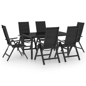 vidaXL 7-delige Tuinset aluminium antracietkleurig, Verzenden, 6 zitplaatsen, Tuinset, Nieuw