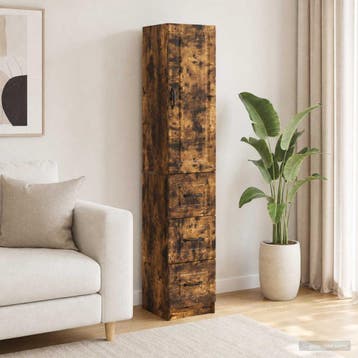 vidaXL Kastenset 2 st 33 x 34,5 x 87 cm Bewerkt hout Gerookt, Verzenden, Nieuw