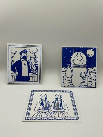 Verzameling van 3 geëmailleerde Tintin-platen - Uitgave Le, Nieuw