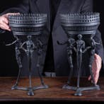 sculptuur, Pair of Bronze Braziers – Pompeian Fauns. - 44.5