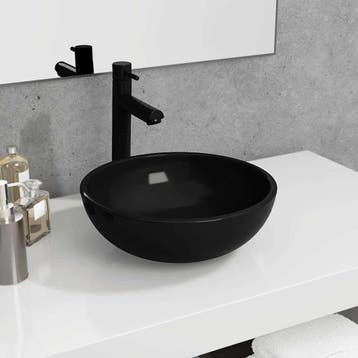 vidaXL Wasbak 35x12 cm gehard glas zwart, Verzenden, Nieuw