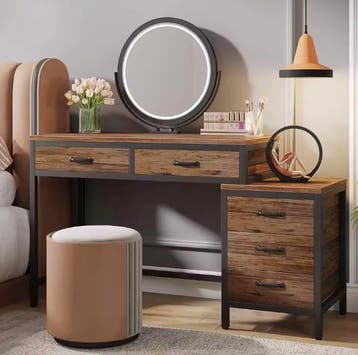 Make-up Bureau met 5 Lades – Grijze Kaptafel met Ladekast, Verzenden, Nieuw