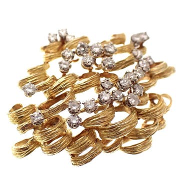 18 krt. Gouden fantasie broche met diamanten ca. 2,00 ct., Gebruikt, Ophalen of Verzenden, Met edelsteen, Goud