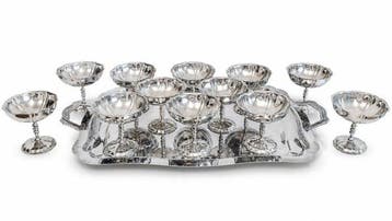 Pour 12 personnes - Dessertservies (13) - Rare ensemble très