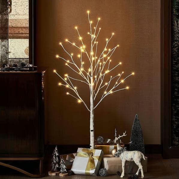 Kerstboom met LED - 90cm - 60 LEDs - Warm wit - Wit, Diversen, Kerst, Ophalen of Verzenden