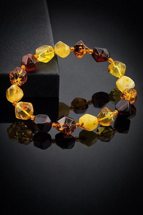 Barnsteen - Baltic Amber Artisan Bracelet – Freeform Faceted, Antiek en Kunst, Curiosa en Brocante