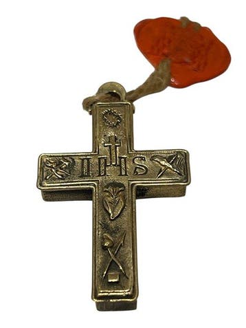 Reliekhouder - Brons, Gouden cartouche - 20e eeuw - Uit de