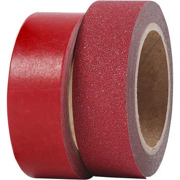 Masking tape, B: 15 mm, rood, 2 rol/ 1 doos, Nieuw