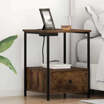 vidaXL Nachtkastje 2 st Gerookt eiken 42 x 41 x 56 cm, Minder dan 45 cm, Verzenden, Nieuw, 55 tot 70 cm