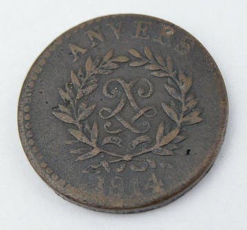 België. 5 Centimes 1814 Antwerp Louis XVIII (Zonder