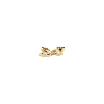 Gouden oorstekers zirkonia 14 karaat, Sieraden, Tassen en Uiterlijk, Oorbellen, Verzenden, Zo goed als nieuw, Goud