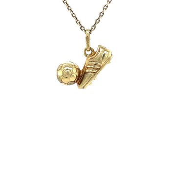 Gouden vintage voetbal schoen met bal hanger 14 krt, Ophalen of Verzenden, Nieuw