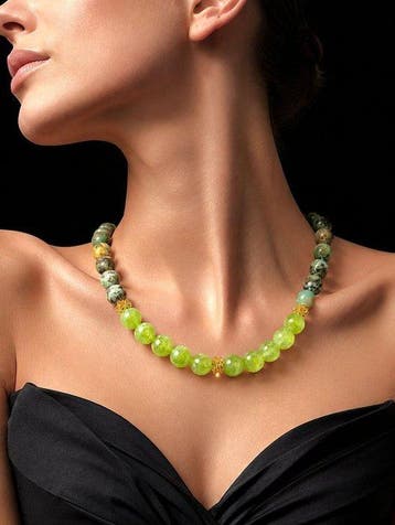 Afrikaanse Turkoois & Peridot Ketting - 925 Sterlingzilver -
