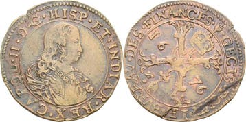 Bronzejeton 1676, Belgie-brabant Karl Ii von Spanien 1665..., Verzenden