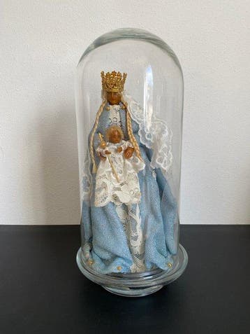 Beeld, Madonna met Kind - 38 cm - Was, Glas, Antiek en Kunst