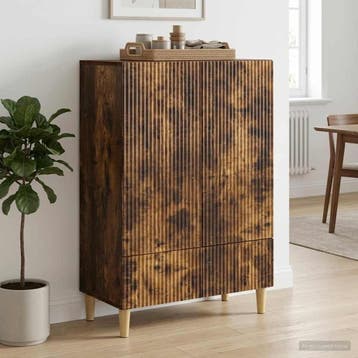 vidaXL Dressoir met lade Gerookt eiken 66 x 34,5 x 95 cm, Verzenden, Nieuw, Overige houtsoorten, Minder dan 50 cm