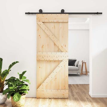 vidaXL Schuifdeur 85 x 210 cm Massief Grenenhout, Doe-het-zelf en Verbouw, Deuren en Horren, Verzenden, Nieuw
