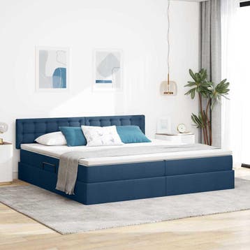 vidaXL Opbergbed met matras met hoofdeinde Blauw 200 x 200, Verzenden, Nieuw, Blauw