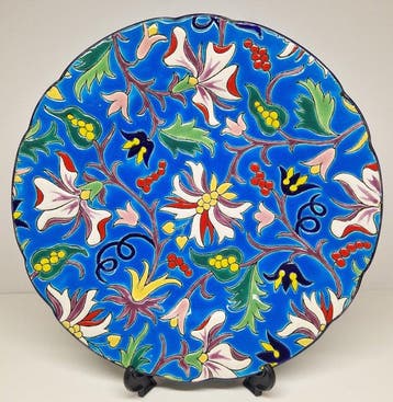 Longwy - Wandbord - 3301 / 652 - Aardewerk - Blauw floraal