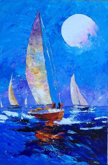 NOLAC - Tableau original de NOLAC au couteau2026 -Nuit