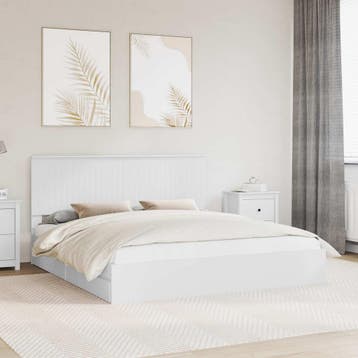 vidaXL Opslag bed met lade met opslag Wit 180 x 200 cm, Huis en Inrichting, Slaapkamer | Bedden, Verzenden, Nieuw, Wit, Hout