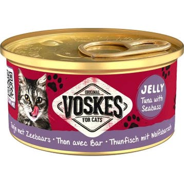 Voskes Jelly tonijn met zeebaars natvoer kat (24x85 g) 1..., Dieren en Toebehoren, Verzenden, Hond