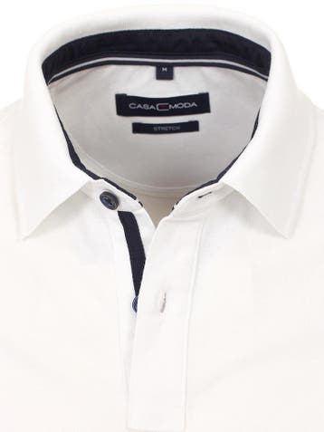 Casa Moda Polo Shirt Comfort Fit Effen Stretch Wit 4470, Kleding | Heren, Verzenden, Nieuw, Wit