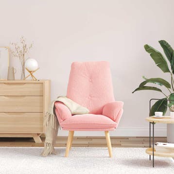 vidaXL Fauteuil Roze 69 x 74 x 93 cm Sherpa Stof, Verzenden, Nieuw