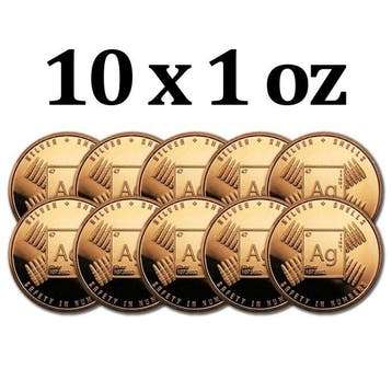 Verenigde Staten. 10 x 1 oz Safety in Numbers Silver and