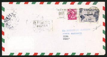 Italiaanse Republiek 1961 - Gronchi rosa op een aerogramma, Gestempeld