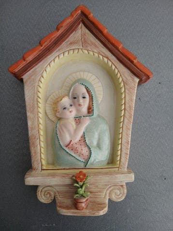 Camillo Ghigo - sculptuur, Madonna del Tetto - 25 cm -