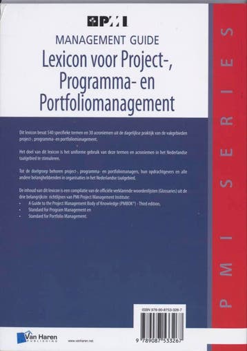 Lexicon voor project-, programma en portfoliomanagement /, Verzenden, Zo goed als nieuw