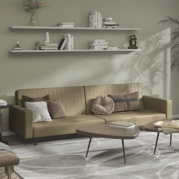 vidaXL Slaapbank 2-zits kunstleer cappuccinokleurig, Verzenden, Leer, Minder dan 150 cm, Nieuw