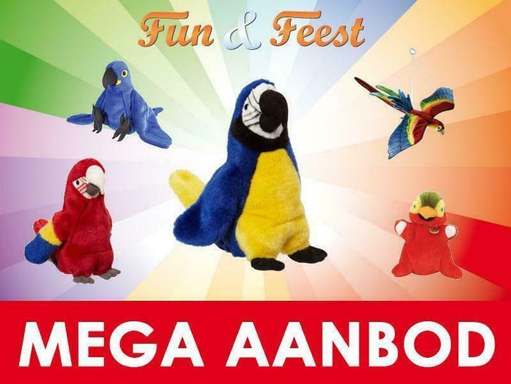 Knuffel Papegaai -Bestel nu je pluche papegaai knuffel, Kinderen en Baby's, Speelgoed | Knuffels en Pluche, Overige typen, Nieuw