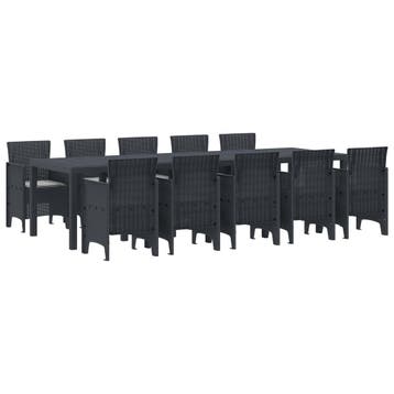 vidaXL Tuin Eetset 11 st Antraciet en Lichtgrijs, Verzenden, Nieuw, Meer dan 8 zitplaatsen