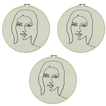 3x muurdecoratie - wanddecoratie face - geborduurd gezicht, Verzenden, Nieuw
