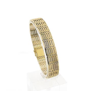 Gouden armband met fantasieschakel; 14 karaat; 19,5 cm, Sieraden, Tassen en Uiterlijk, Ophalen of Verzenden, Gebruikt, Goud, Goud