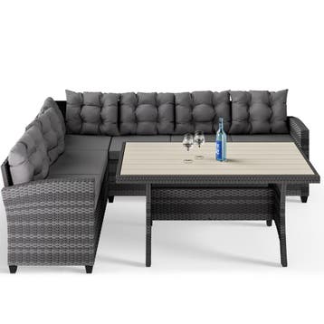 Polyrotan Loungeset  Lissabon Grijs/Antraciet, Verzenden, Nieuw