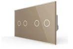 Livolo Touchscreen Schakelaar | Goud | 2+2 | Aan/Uit, Ophalen of Verzenden, Nieuw, Schakelaar