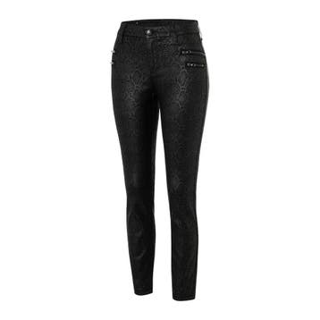 MAC • zwarte Skinny zip coated jeans • 36, MAC, Verzenden, Nieuw, Zwart