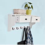 Wandkast met 2 Lades en 5 Haken – MDF Wandplank Wit, Huis en Inrichting, Kasten | Wandmeubels, Verzenden, Nieuw