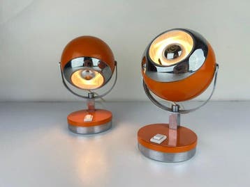 Tafellamp (2) - Paar Eyeball-lampen Space Age uit de jaren