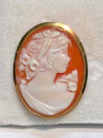 Broche - 18 karaat Geel goud Koraal - Koraal