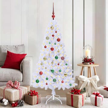 vidaXL Kunstkerstboom Wit 150 cm PVC en staal, Verzenden, Nieuw