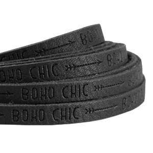 20 cm Plat imi leer 5mm met quote - Boho chic - Antraciet, Ophalen of Verzenden, Nieuw, Draad
