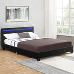 Gestoffeerd bed Verona - 120 x 200 cm - Zwart - LED verlicht, Verzenden, Nieuw