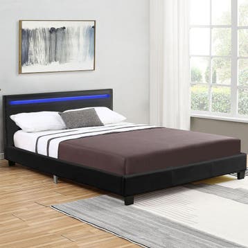 Gestoffeerd bed Verona - 120 x 200 cm - Zwart - LED verlicht, Verzenden, Nieuw